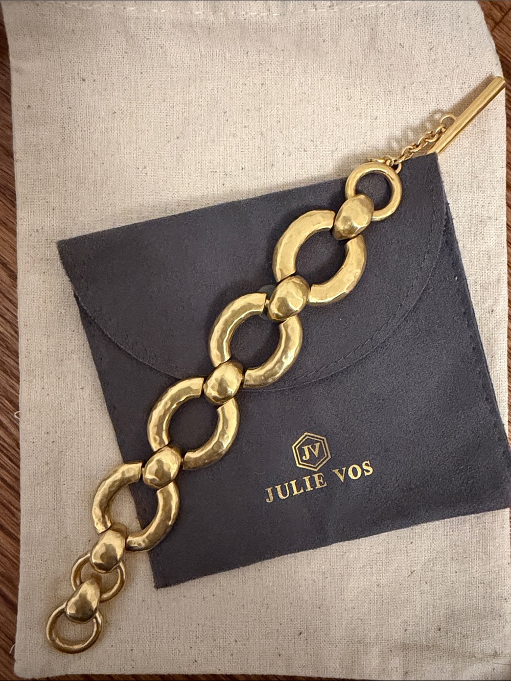 Julie Vos Gold Link Clutch Charm Bracelet